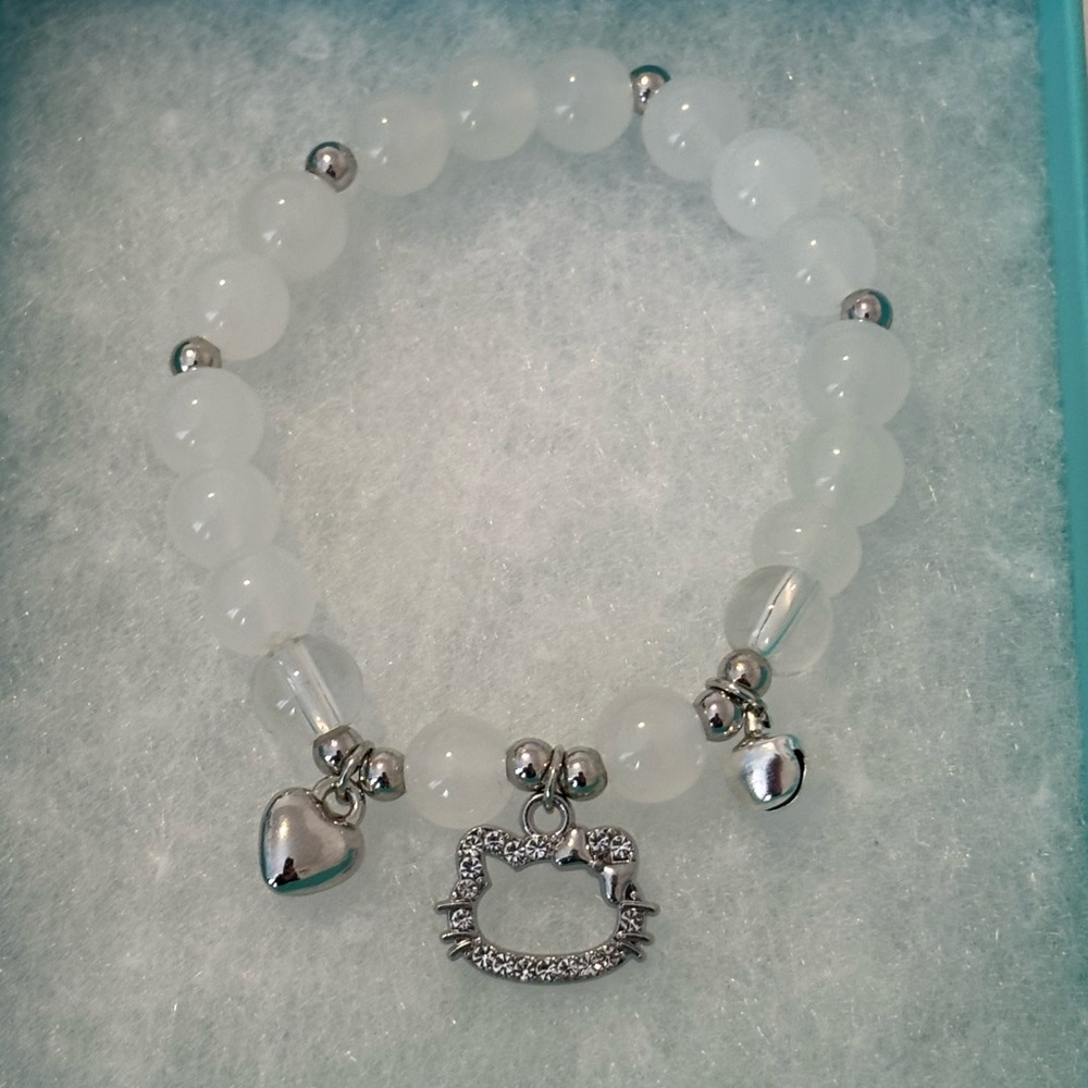 Hello Kitty Silver and White Charm Bracelet